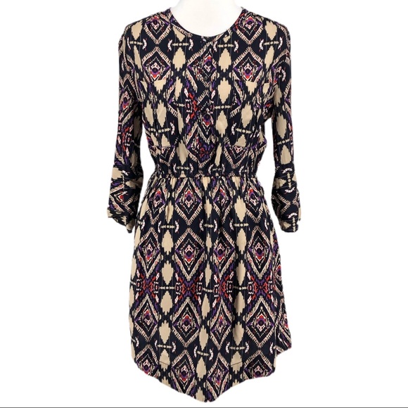 Anthropologie Dresses & Skirts - Holding Horses Purple Mira Aztec Print Shirt Dress
